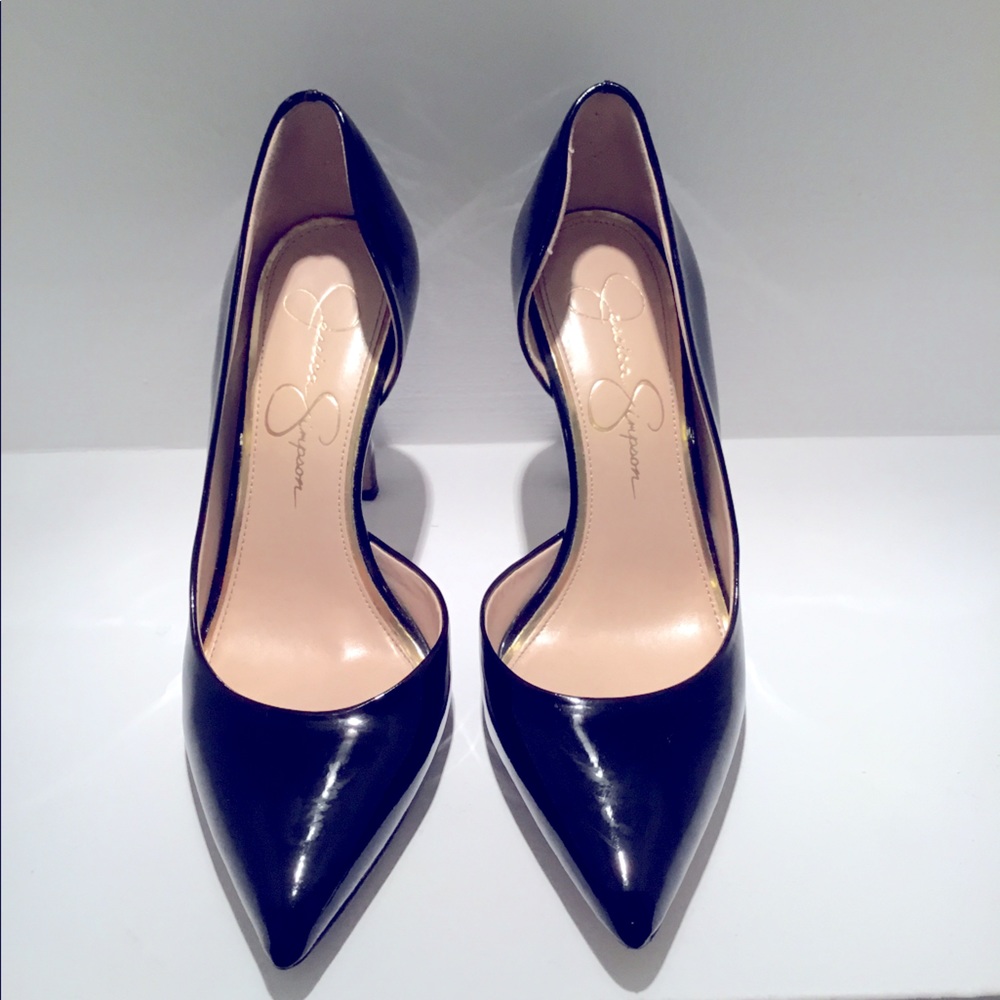 Jessica Simpson Navy Patent Pointed-Toe D'Orsay Pumps